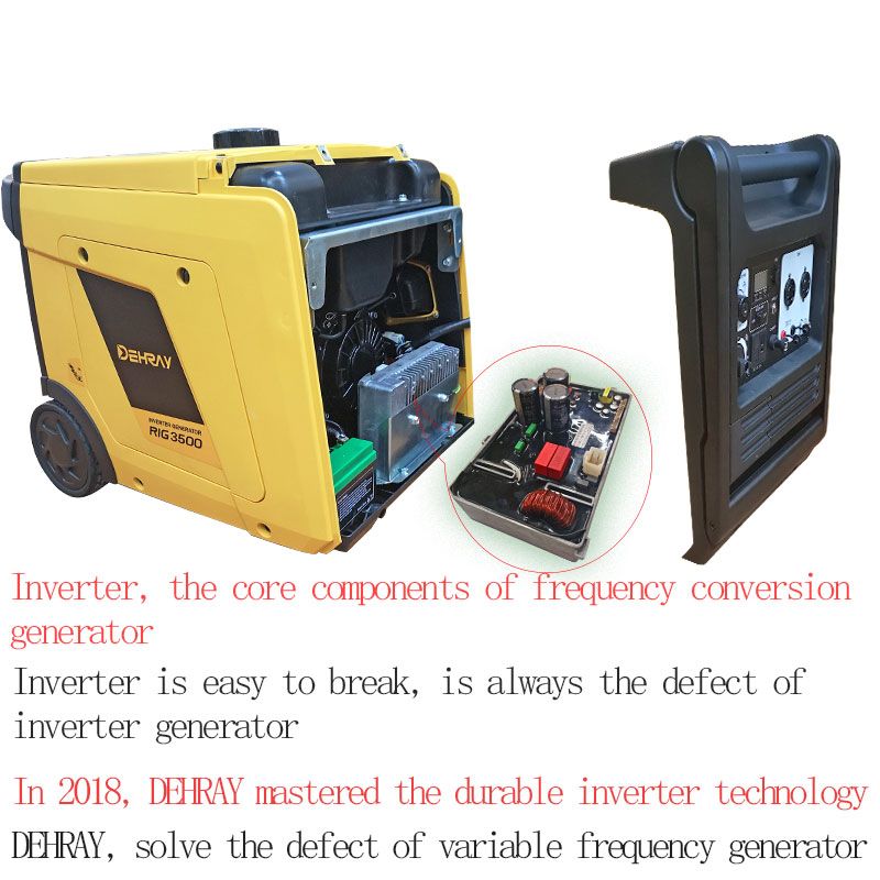 DEHRAY 3.5KVA/KW digital variable frequency silence gasoline generator Families with small details Picture