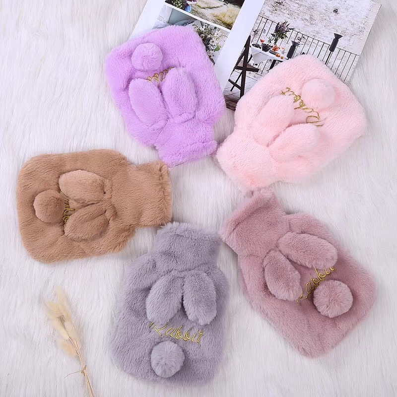 Rabbit Hair Letter Ball Thermal Insulation Hot Water Bag