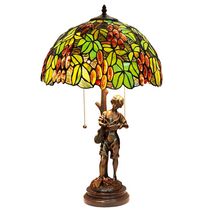 European garden grape copper table lamp glass art creative living room bedroom bedside lamp