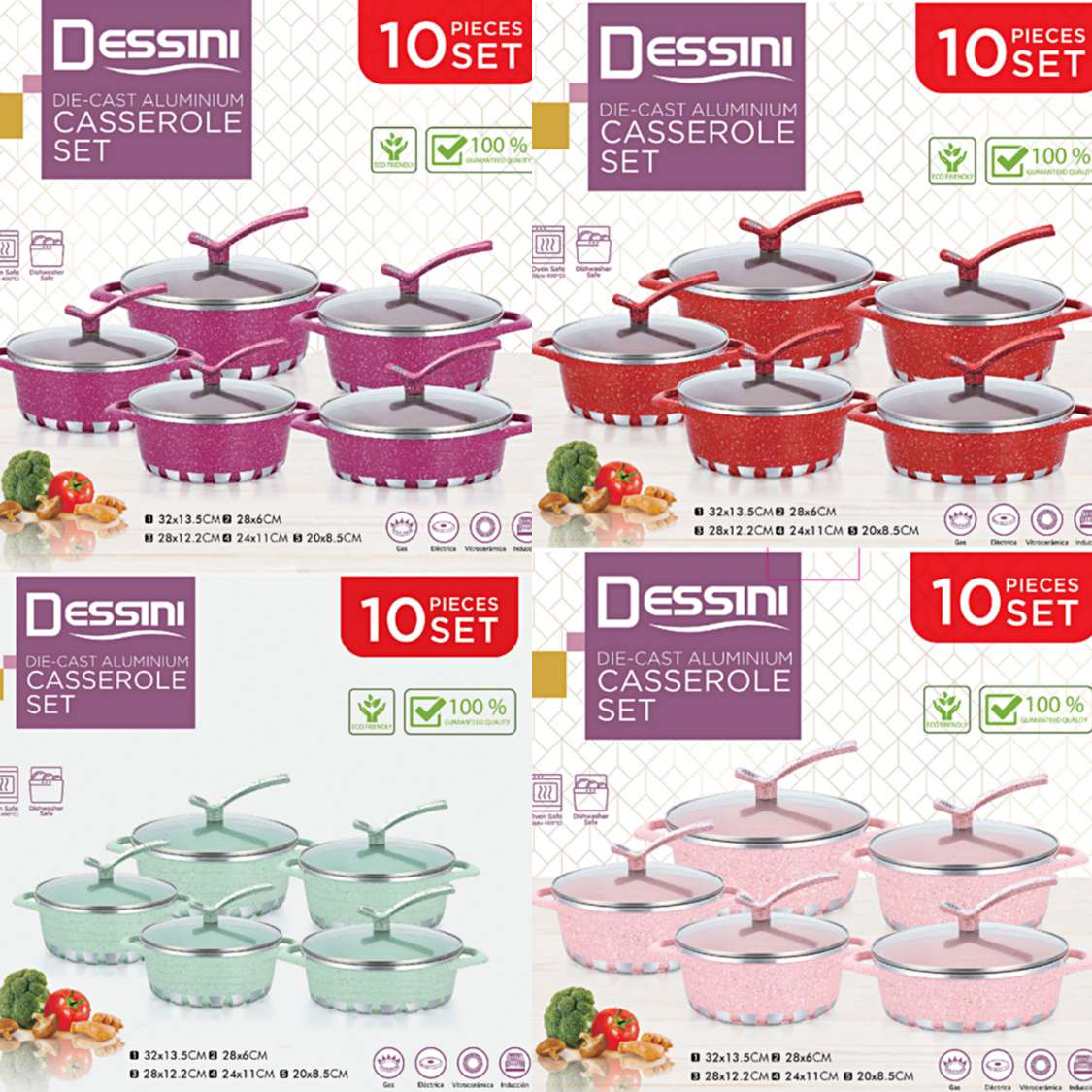 10-piece set of stand-up lid soup pot line clause Lightning marble tourmaline non-stick pot multi-functional set pot