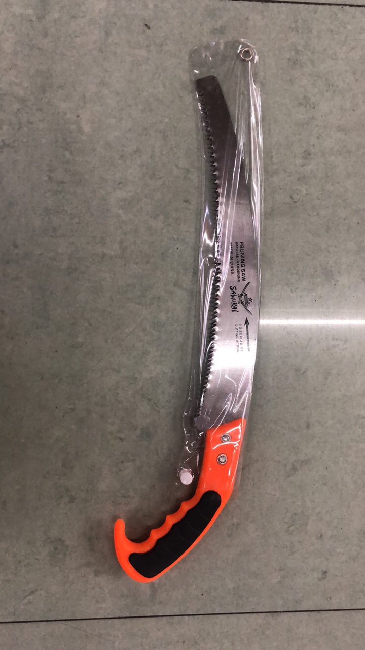 Curved saw transparent bag with red and black handle thumbnail