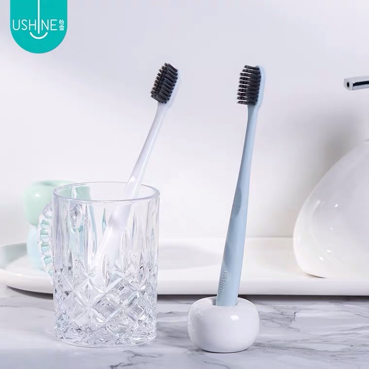 Ushine Snow Toothbrush Charcoal Can Bamboo Charcoal Soft Bristles Fine Silk Antibacterial Small Brush Head Family Set Item Picture