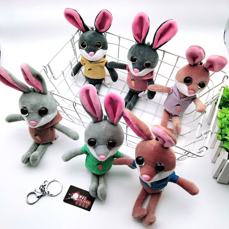 Cute dress rabbit pendant plush accessories bag key chain pendant Creative car key ring grab machine doll