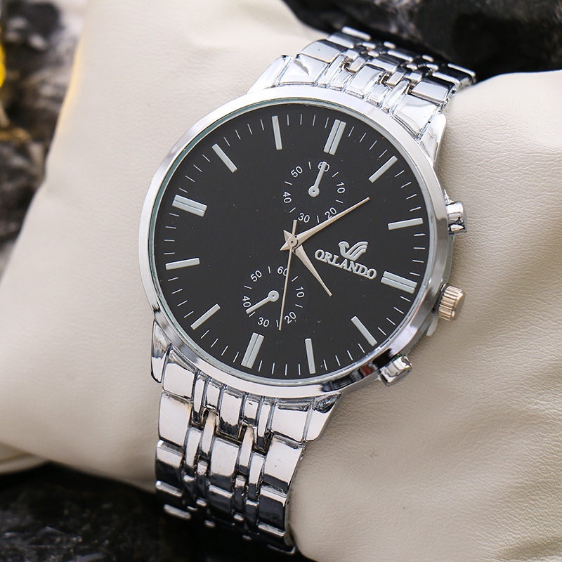 Hot selling steel band watch classic false eye nail set steel band men's watch quartz watch