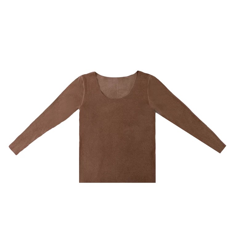 圆领阳离子双面德绒发热保暖衣 卡其