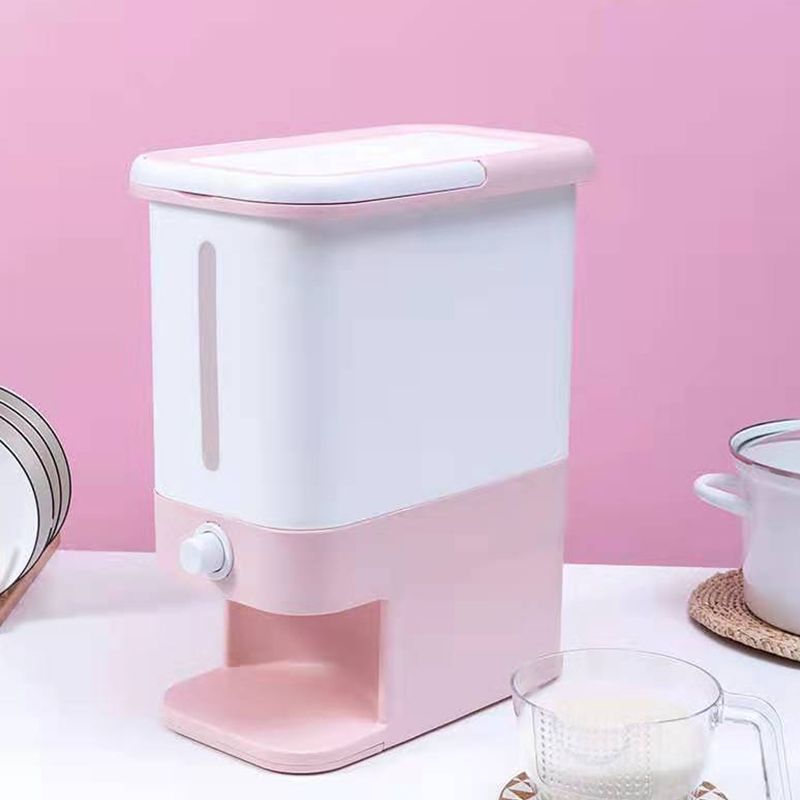 Kitchen household Japanese-style measuring rice bucket, 10KG plastic quantitative rice dispensing bucket, rice VAT, moisture-proof and insect-proof sealed rice storage box, 44M73E rice bucket details Picture