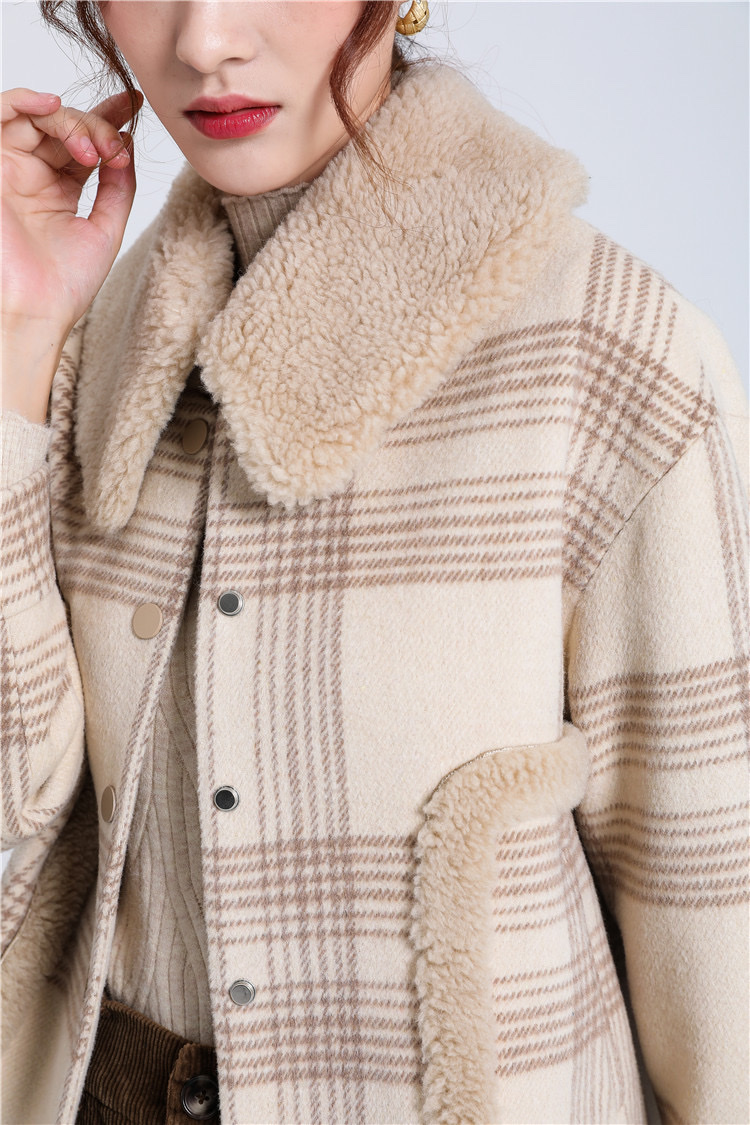 Jimmy Seio's 2020 winter collection features a new short apricot checkered wool coat undefined