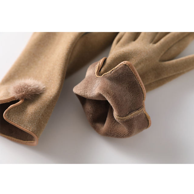 Autumn and winter new full-finger touch screen German velvet heating and fleece warm gloves Specification image