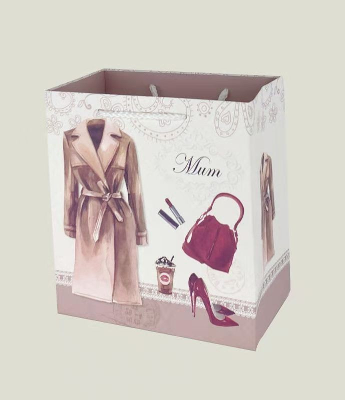Hot-selling fashionable women's gift bags, handbags, best-selling women's horizontal bags, gift bags, ordinary printed white card paper Item Picture