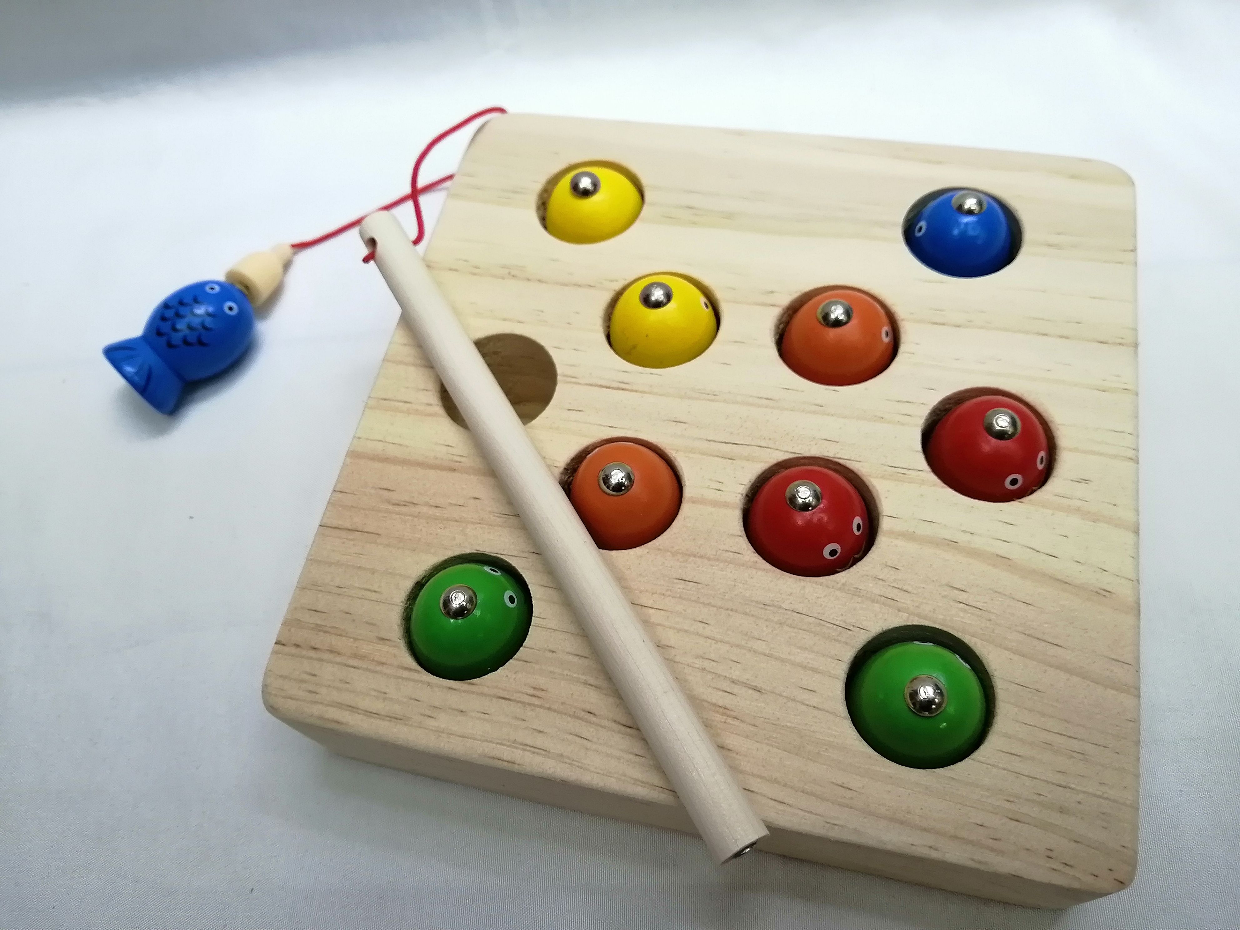Children's kitten fishing toys for boys and girls, 1 and a half years old, wooden fishing, magnetic, 1-2-3 years old, educational early education details Picture