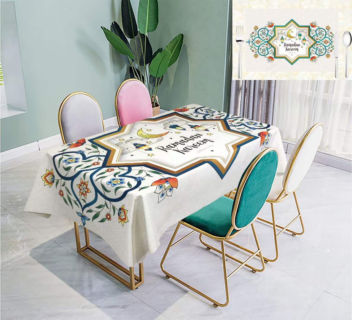 Factory direct sales of new tablecloths, high-end household tablecloths, best-selling tablecloths, Ramadan tablecloths detail image 12