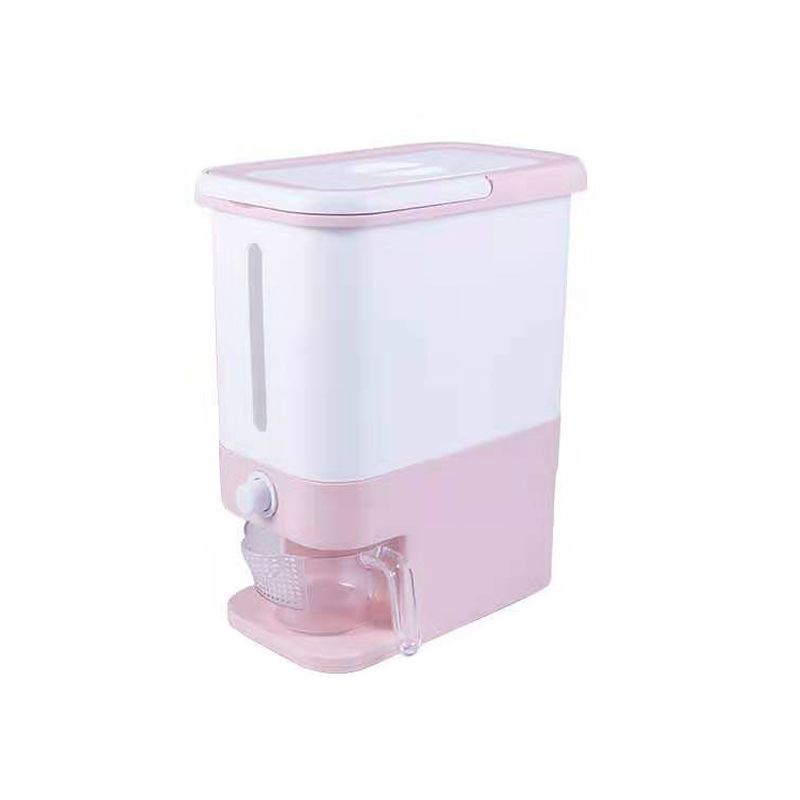 Kitchen household Japanese-style measuring rice bucket, 10KG plastic quantitative rice dispensing bucket, rice VAT, moisture-proof and insect-proof sealed rice storage box, 44M73E rice bucket Item Picture