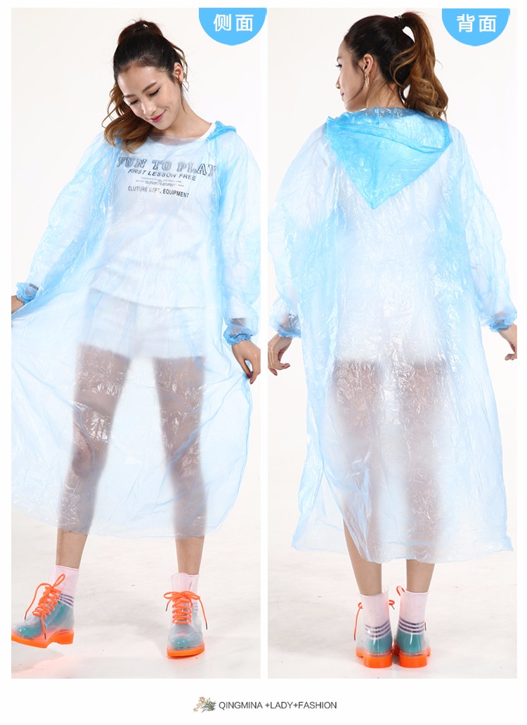 笠王义乌厂家直销加大加厚PE成人一次性雨衣低压套头款2188新包装详情图7