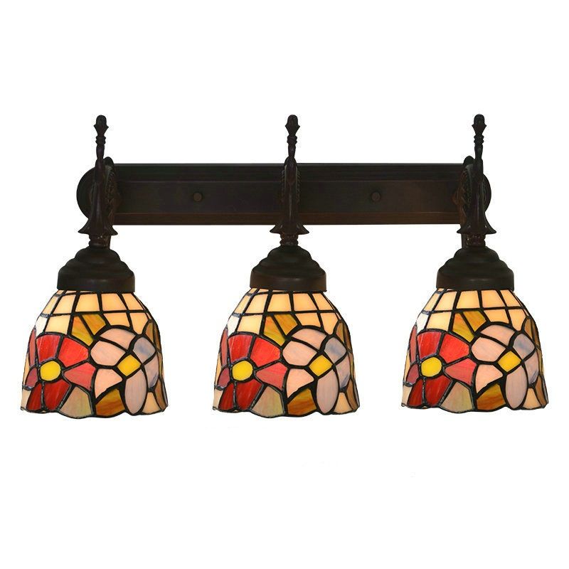 Impatiens flower wall lamp, European retro wedding room decoration, bedroom bedside lamp, mirror lamp