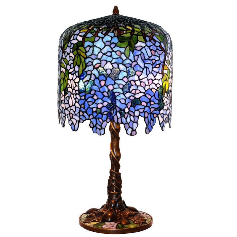 Antique European-style living room lamp living room bedroom bedside lamp Wisteria antique brass lamp