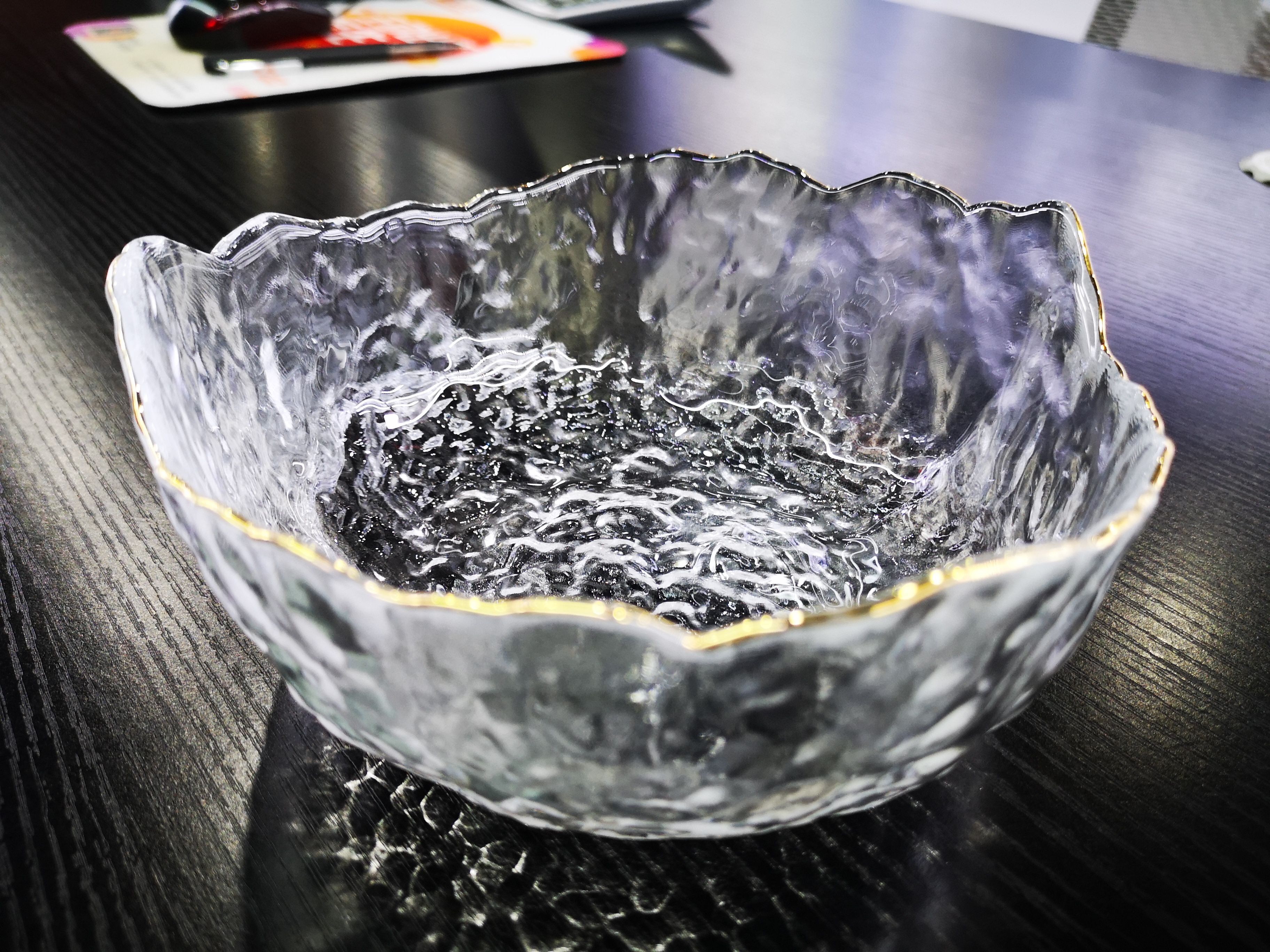 Yiwu Quality salad bowl: Transparent Gilded Large Tea Wash/Salad Bowl details Picture