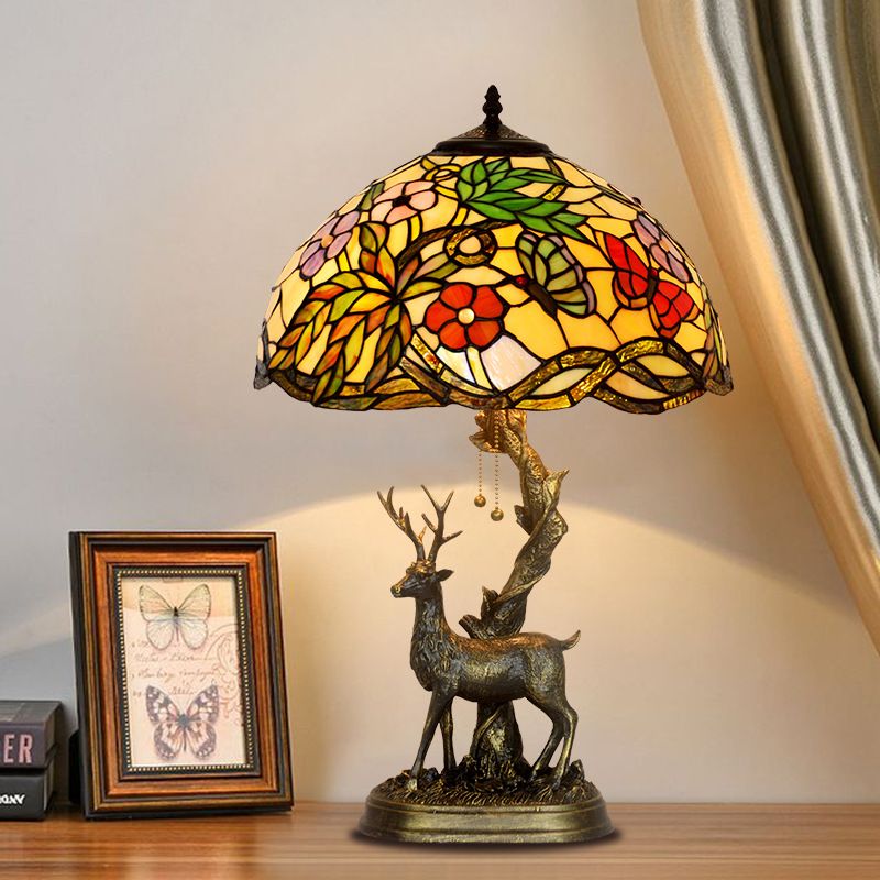 Butterfly flowers elk moose decorative study bedside lamp American living room lamp