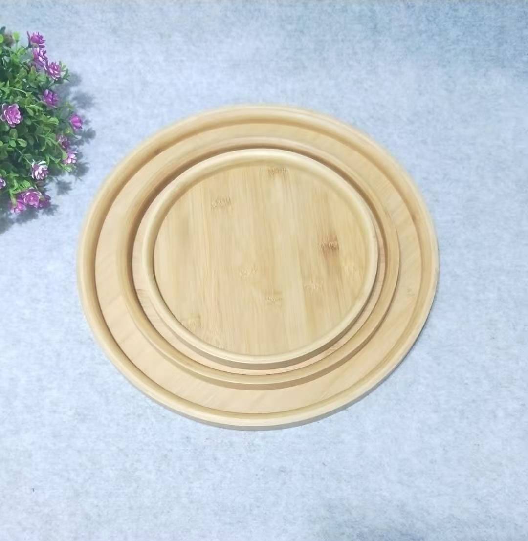Jiehao Bamboo and Wood Factory offers direct sales of all-bamboo round shallow trays, simple and fashionable fruit platters