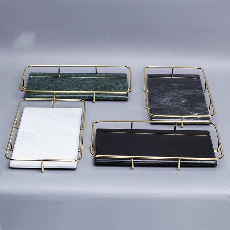 大理石托盘现代首饰品卫生间洗手台卫浴洗漱收纳轻奢长方形