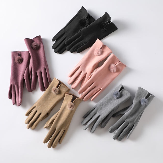 Otoño-invierno nuevo todos los dedos pantalla táctil de peluche caliente más peluche guantes calientes