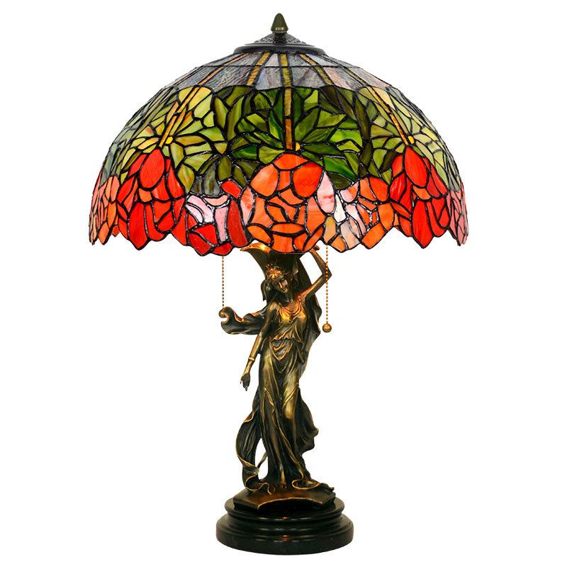 European water lily glass decorative lamp bedroom bedside lamp study copper lamp