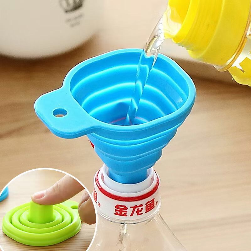 可伸缩折叠迷你漏斗家用油壶油漏斗大口径硅胶加油倒油小号分装漏详情图6