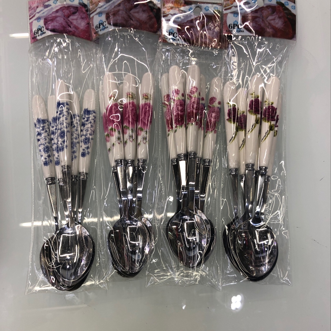 6pc ceramic spoon with patterns