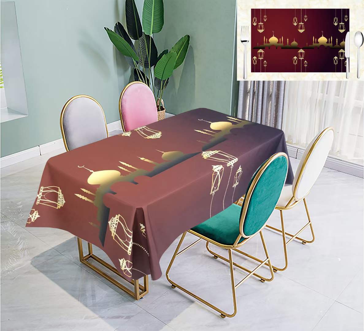 Ramadan cotton tablecloths factory direct sales, new style tablecloths, high-end household tablecloths, best-selling tablecloths detail image 4