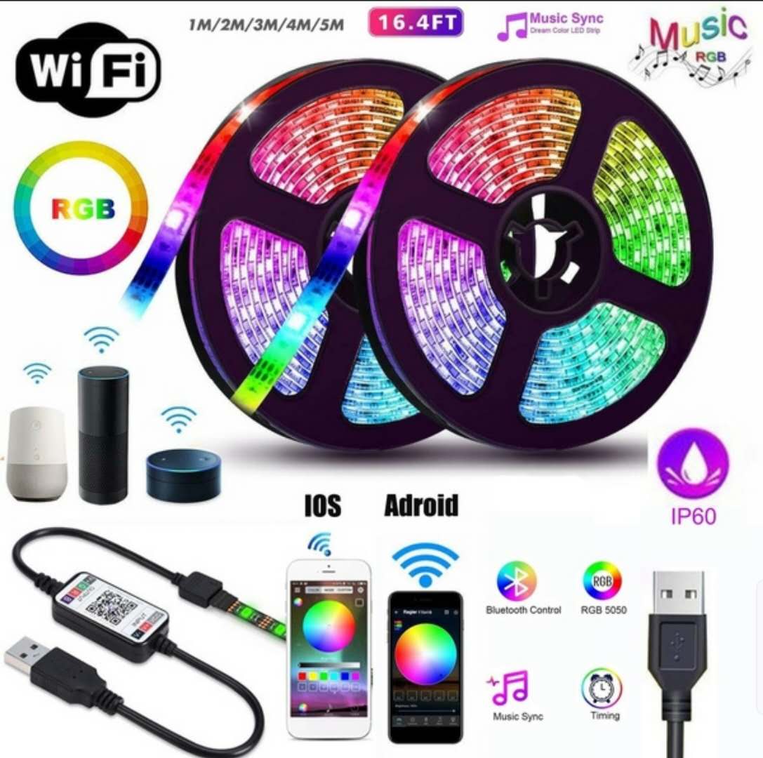 Amill 5V USB Power LED Strip Lights 2835 RGB TV Backlight Bluetooth APP Remote Music Control (0.5/1/2/3/5/10m) thumbnail