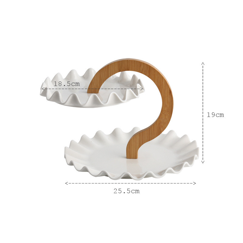 跨境供应创意果盘多层双层 陶瓷甜品蛋糕盘架餐厅自助餐盘水果盘详情图9