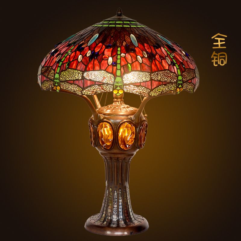 Son and mother copper lamp Dragonfly living room classic decorative antique collection lamp