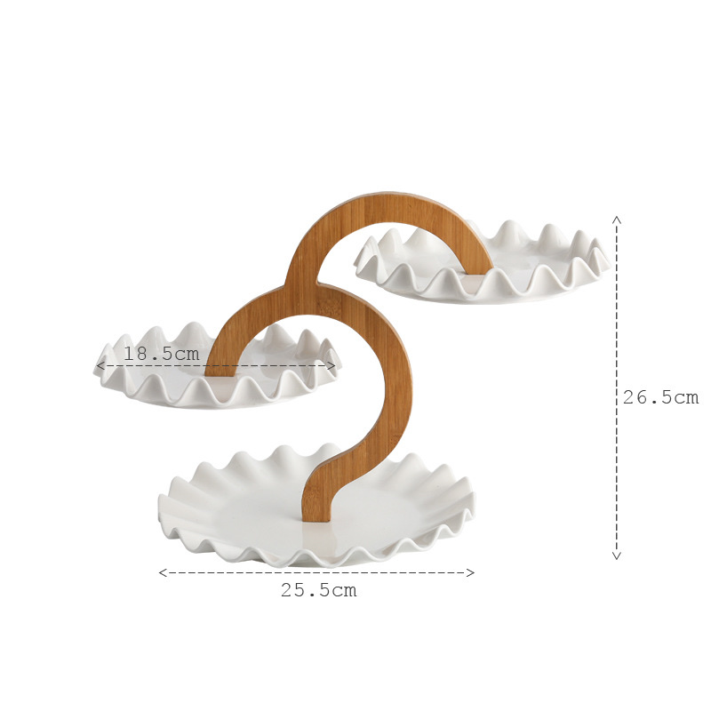 跨境供应创意果盘多层双层 陶瓷甜品蛋糕盘架餐厅自助餐盘水果盘详情图8