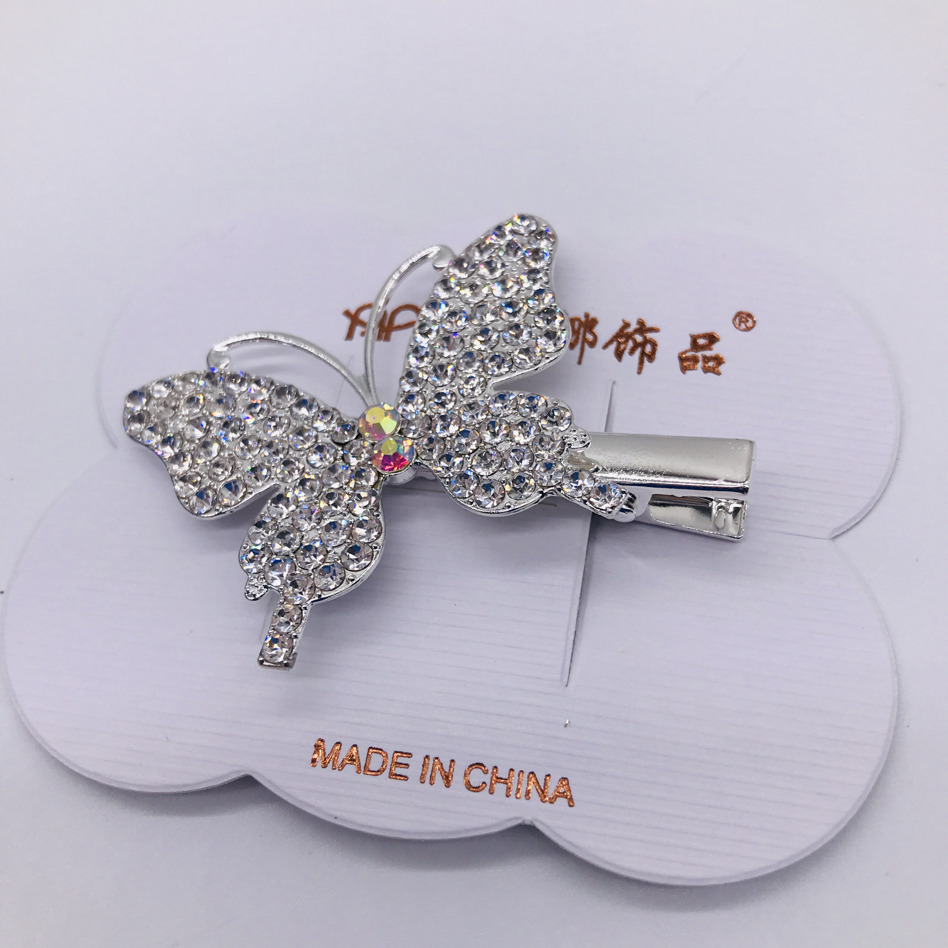 国潮鸭嘴夹发饰边夹水晶鸭嘴边夹学生网红满钻翅膀头 蝴蝶详情图8