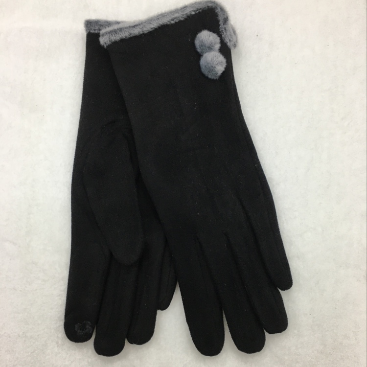 Doble bola de pelo de gamuza de terciopelo compuesto cristal ultra suave guantes de moda caliente detail image 1