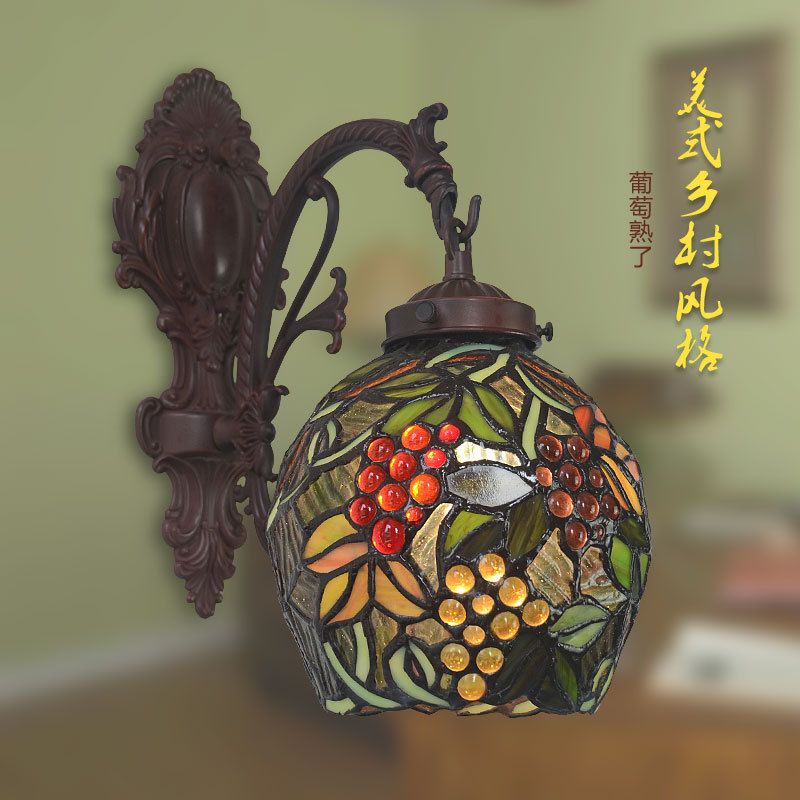 Living room, bedroom, corridor, American country, balcony, grape single-head wall lamp, LED mirror light