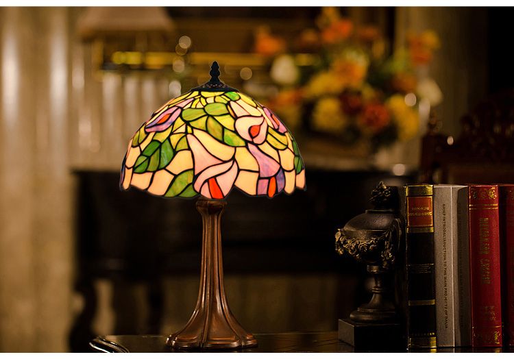 12 "handmade colored glass art lamp bedroom bedside lamp