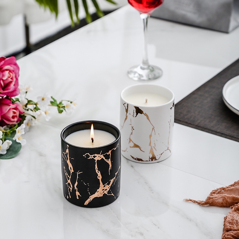 Nordic INS candles light luxury marble gold ceramic aromatherapy candles home candles aromatherapy decorations thumbnail