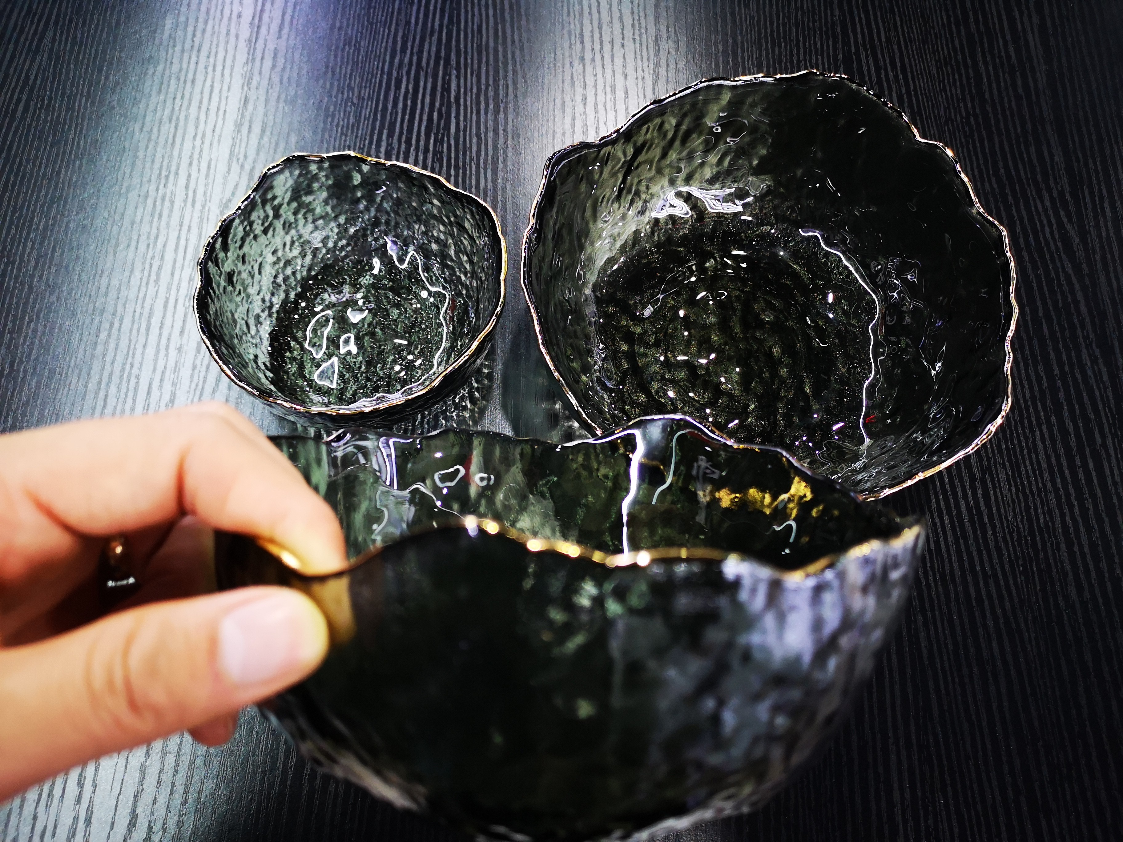 义乌好货salad bowl烟灰色描金小号茶洗沙拉碗详情图1