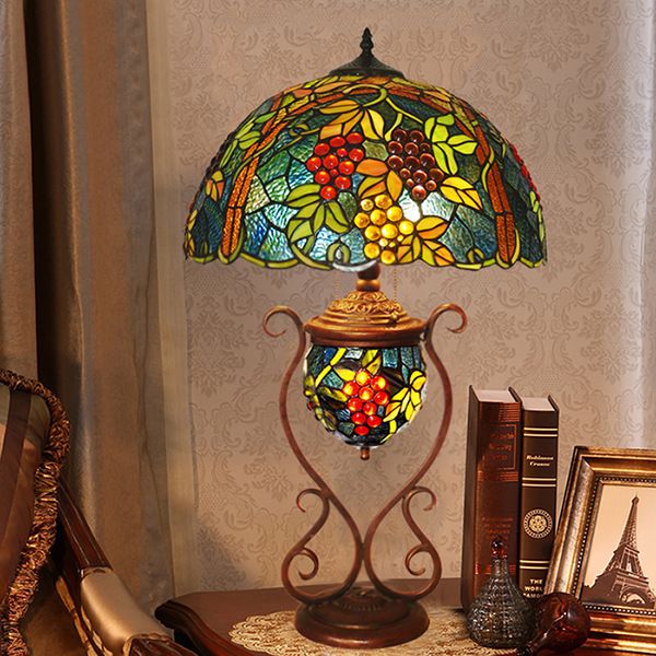 17 inch child desk lamp American classic hand colored glass living room desk lamp