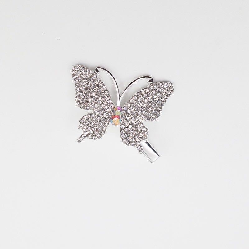 国潮鸭嘴夹发饰边夹水晶鸭嘴边夹学生网红满钻翅膀头 蝴蝶产品图