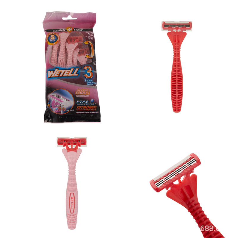 WETELL's best-selling three-layer disposable shaver for women and stainless steel manual razor details Picture