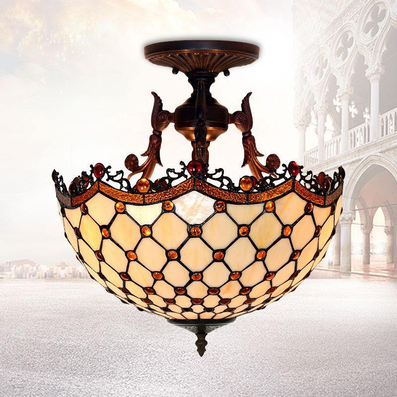 16 inch ceiling lamp European simple glass bedroom chandelier balcony lamp restaurant lamp