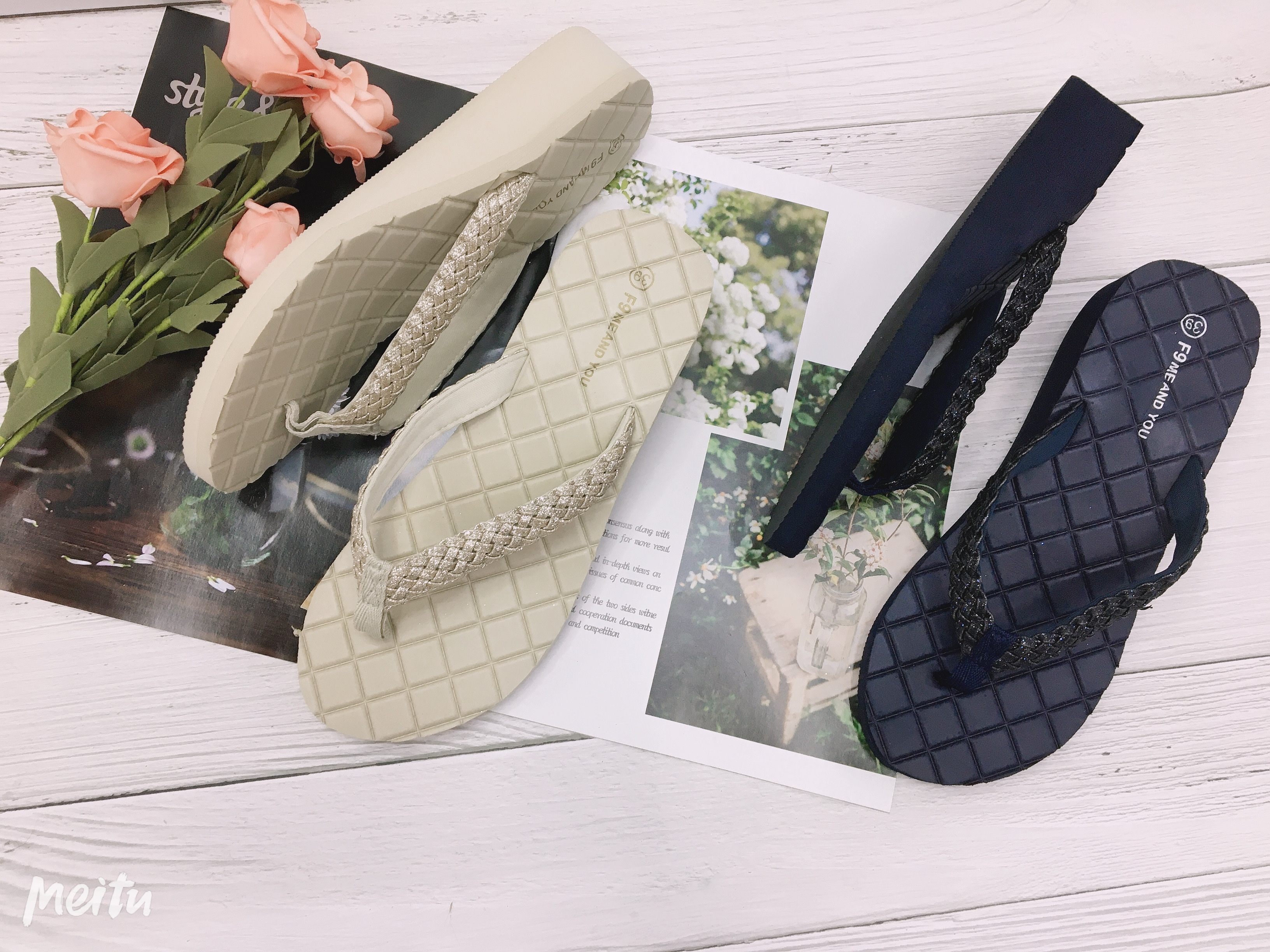 Summer women's wedge heel massage base flip-flops details Picture