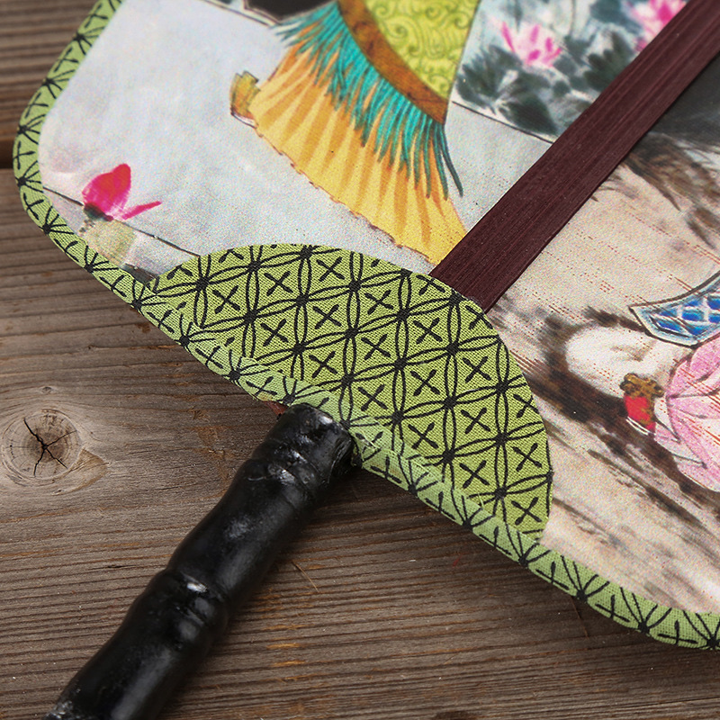 Retro Double-Sided Pattern Palace Fan Group Fan Square Imitation Ancient Palace Fan Banana Fan Dance Fan Chinese Wind Prop Fan. Application Scenario