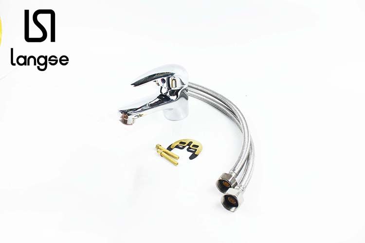 Copper Basin Faucet Set With Stainless Steel Hose Langse Color Box Item Picture