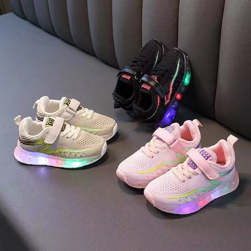 anibaoji 外贸批发 新款时尚简约百搭男女运动鞋  男女运动鞋儿童带灯童鞋