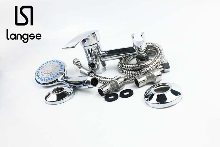 Copper Shower Faucet With Plastic Nozzle, Hose, Eccentric Angle details Picture