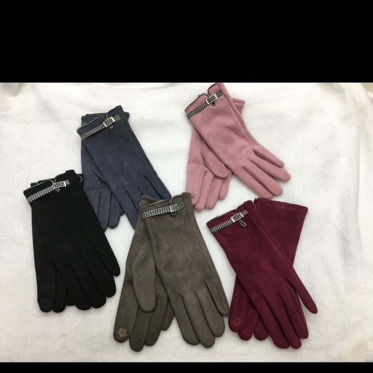Milk bird plaid gamuza warm guantes de otoño e invierno para mujeres