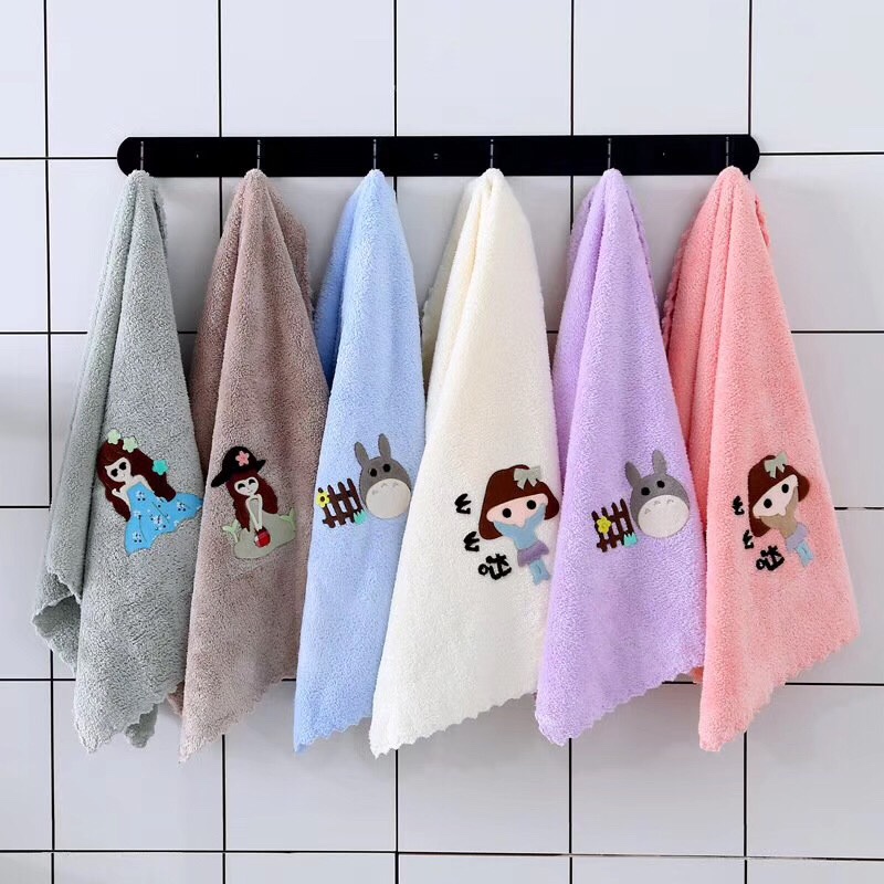Floral coral fleece towel