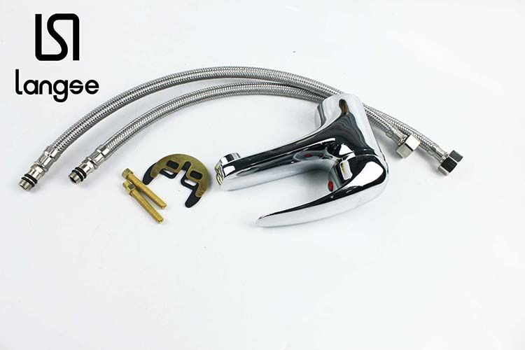 Copper Basin Faucet Set With Stainless Steel Hose Langse Color Box Specification drawing